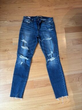 Joe's Jeans Distressed Dark Blue Skinny Ripped Denim